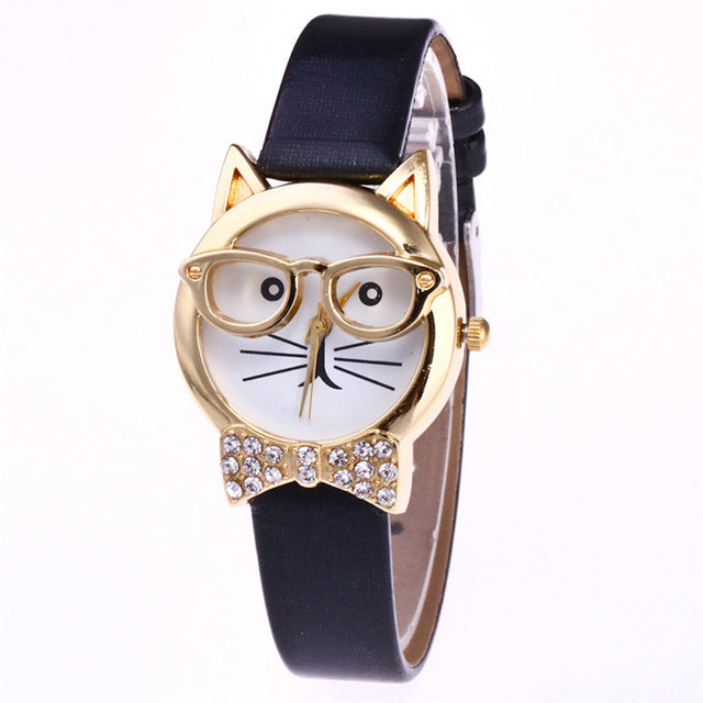 Glasses Cat Analog Watch