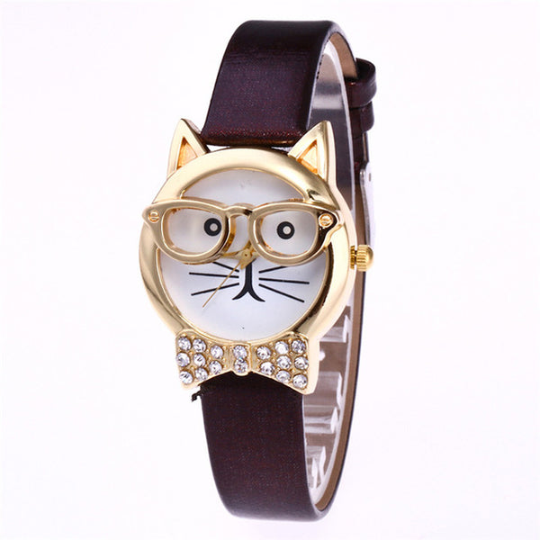 Glasses Cat Analog Watch