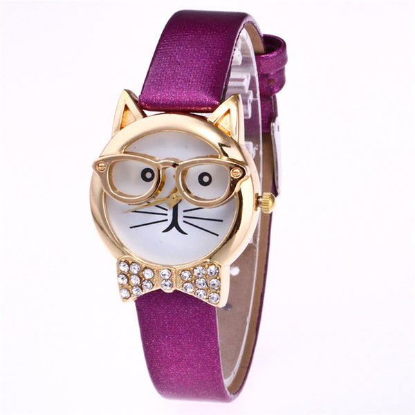 Glasses Cat Analog Watch