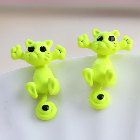 Multiple Color Cat Stud Earrings