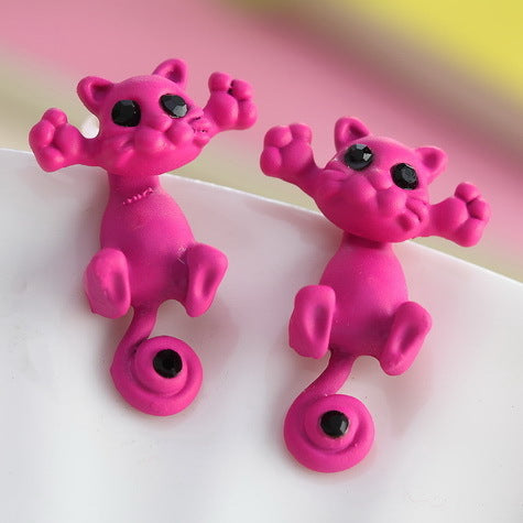 Multiple Color Cat Stud Earrings