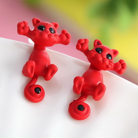 Multiple Color Cat Stud Earrings